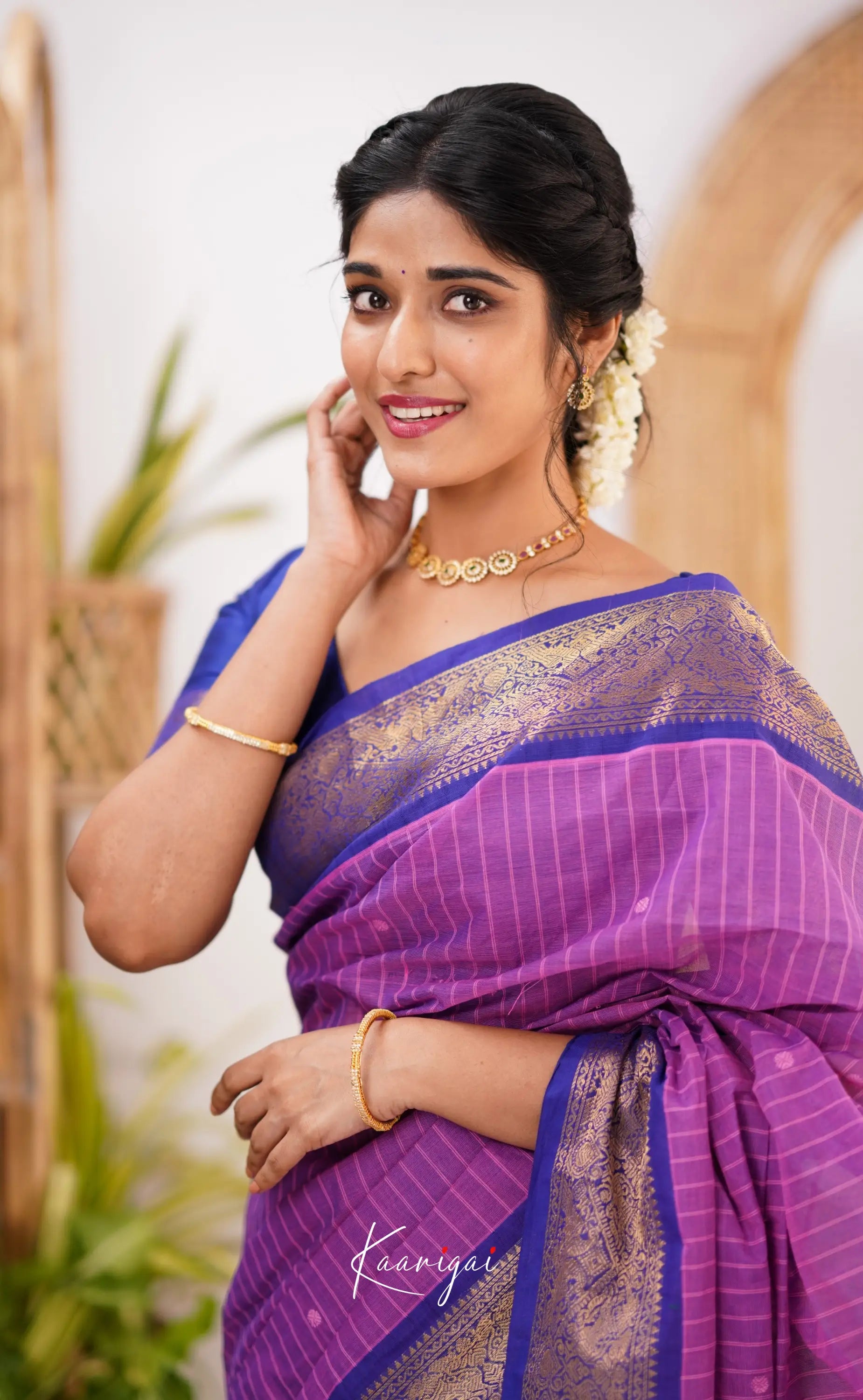 Kamakshi Purple Shade And Bright Blue Tone Sarees