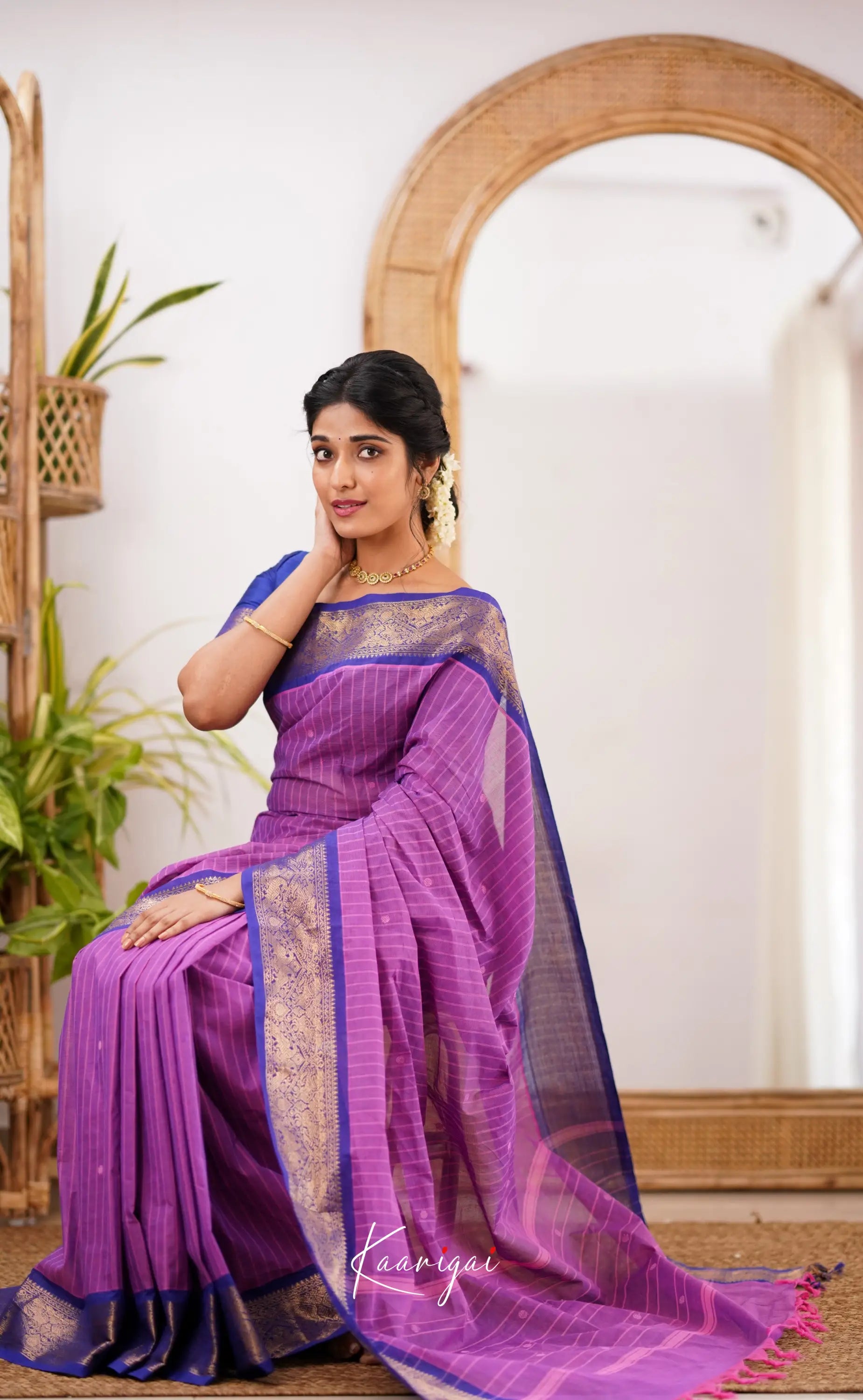 Kamakshi Purple Shade And Bright Blue Tone Sarees