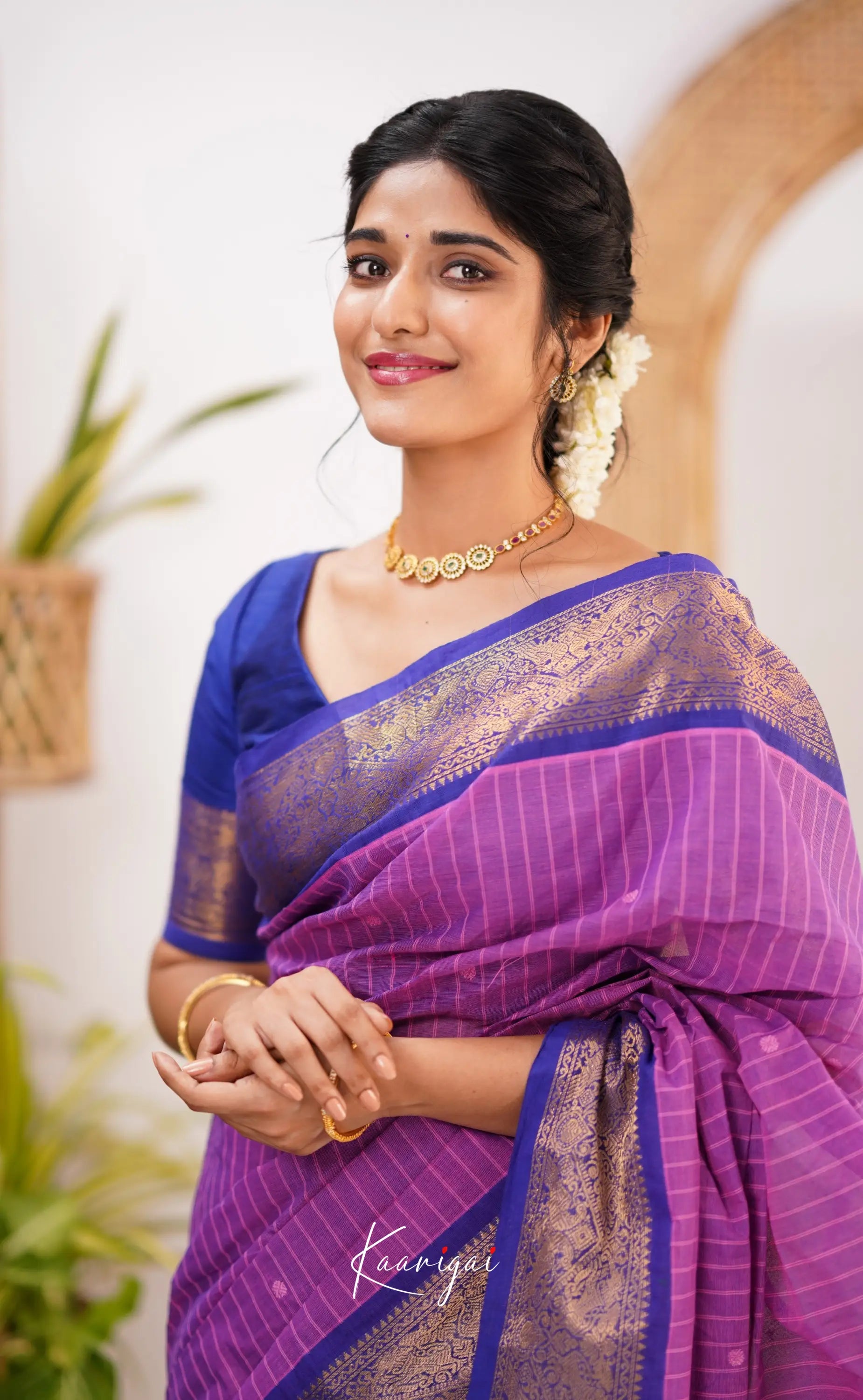 Kamakshi Purple Shade And Bright Blue Tone Sarees