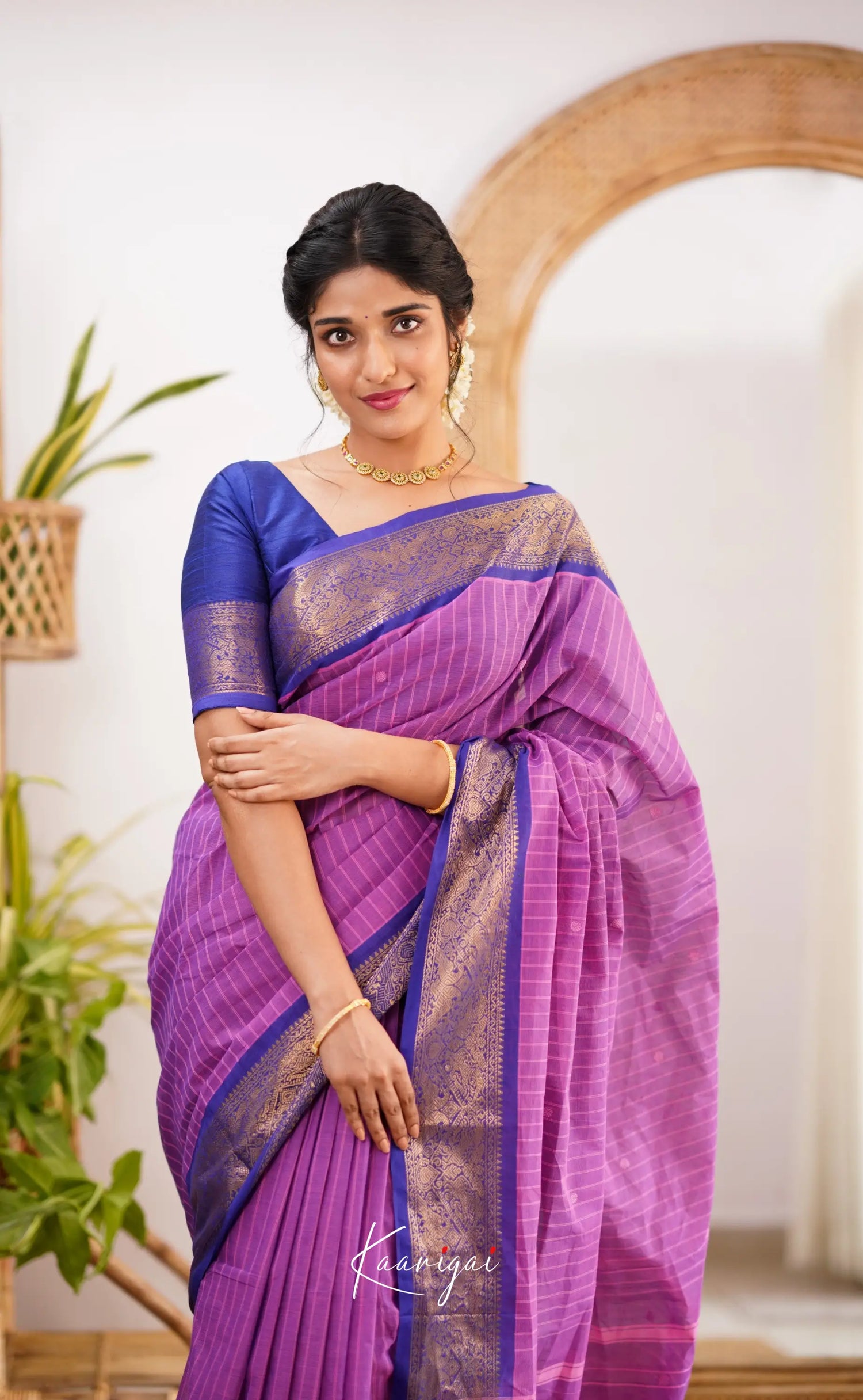 Kamakshi Purple Shade And Bright Blue Tone Sarees