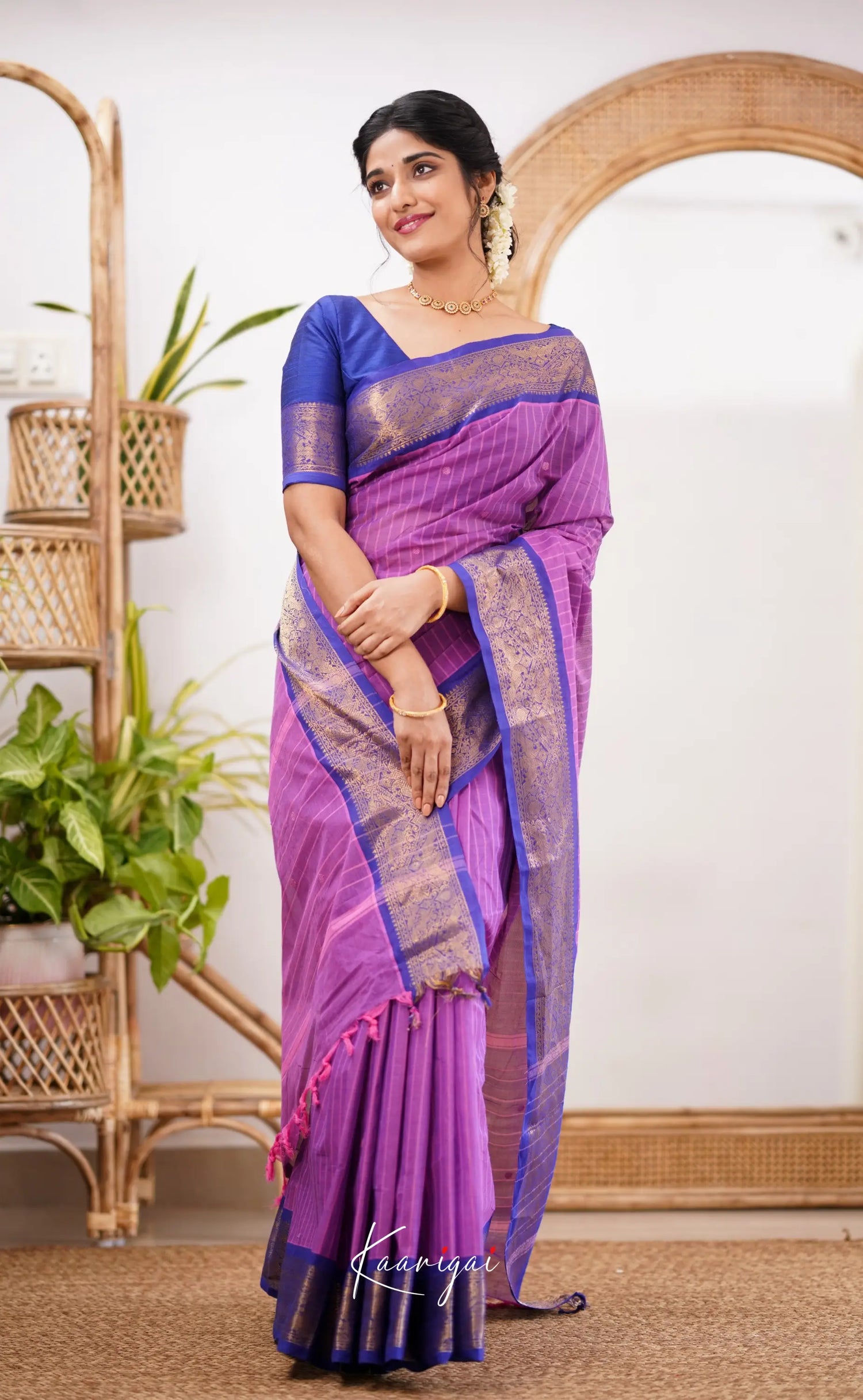 Kamakshi Purple Shade And Bright Blue Tone Sarees