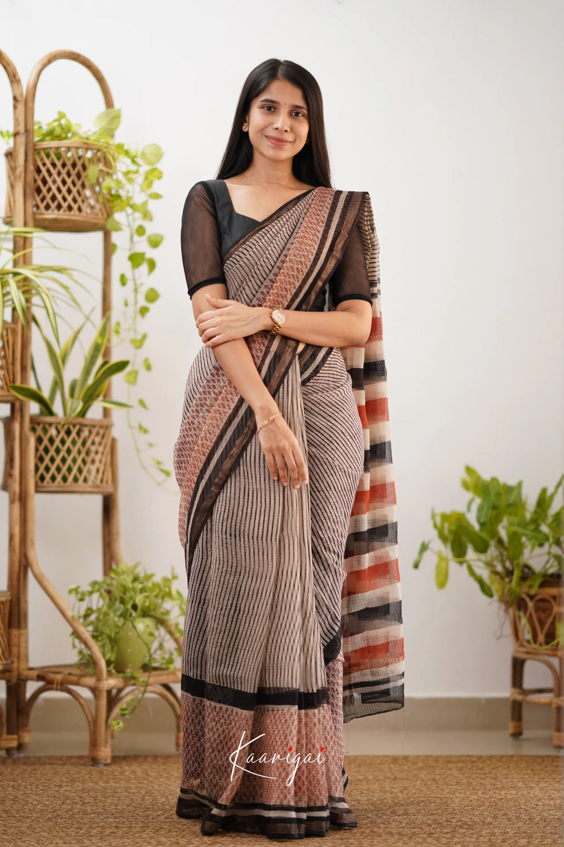 Kamali Kota Saree - Beige And Black Sarees