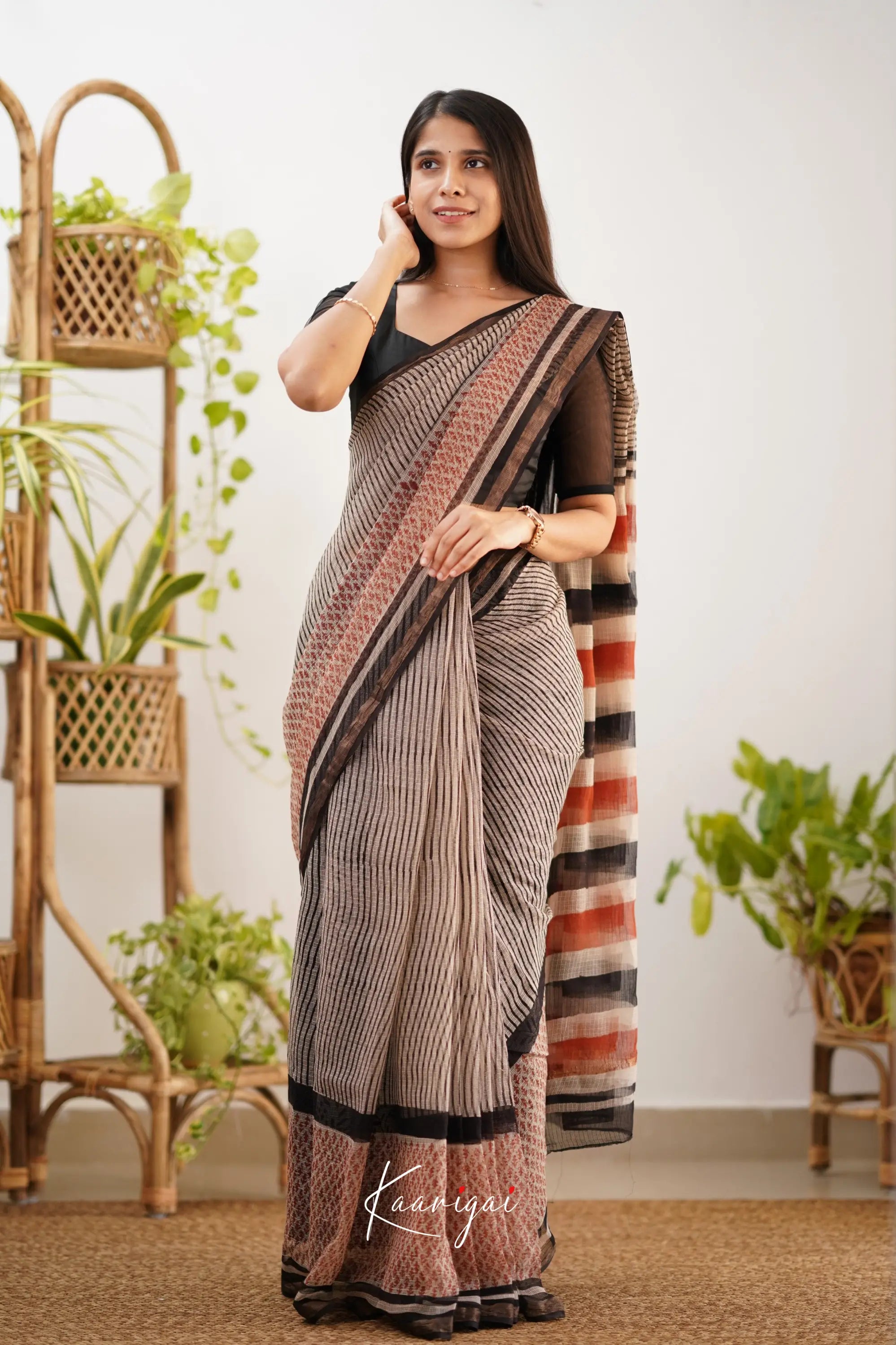 Kamali Kota Saree - Beige And Black Sarees