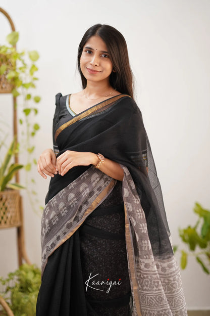 Kamali Kota Saree - Black And Ash Sarees