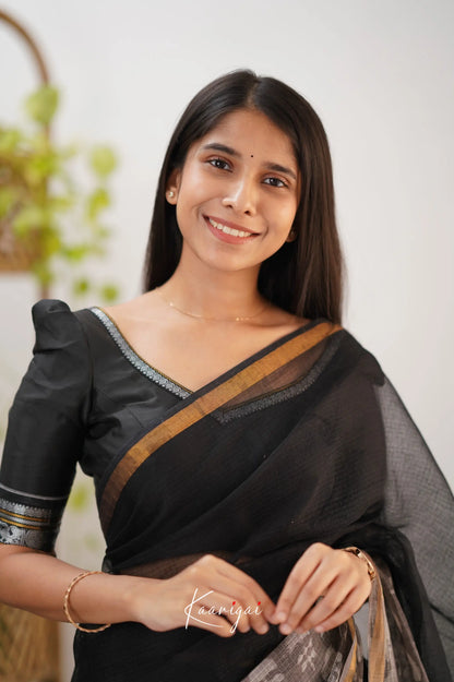 Kamali Kota Saree - Black And Ash Sarees