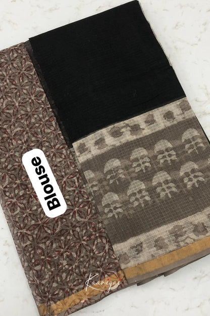 Kamali Kota Saree - Black And Ash Sarees