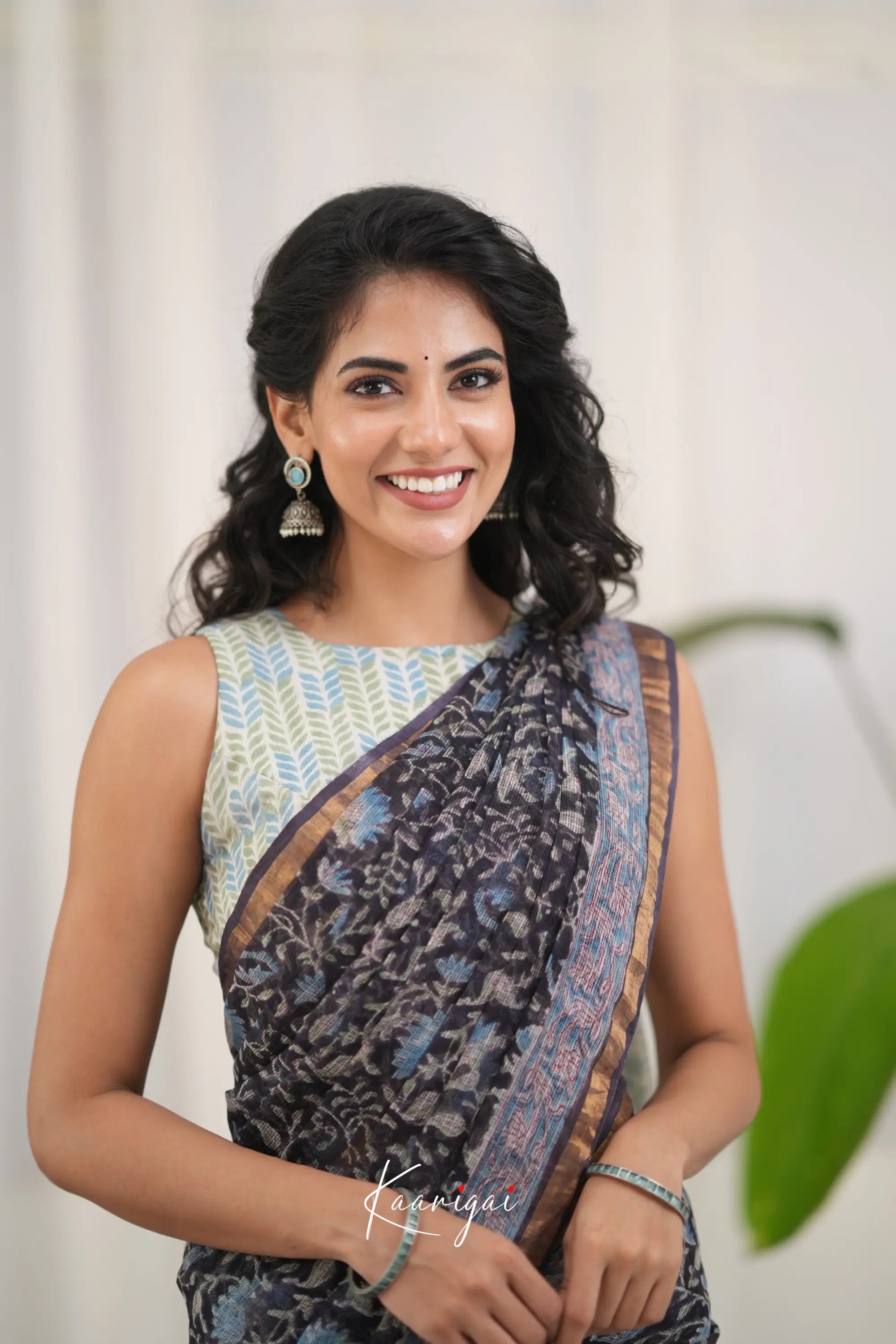 Kamali Kota Saree - Black and Sky Blue Sarees