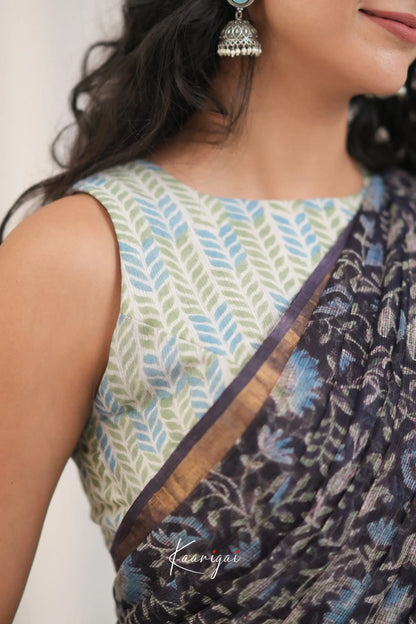 Kamali Kota Saree - Black and Sky Blue Sarees