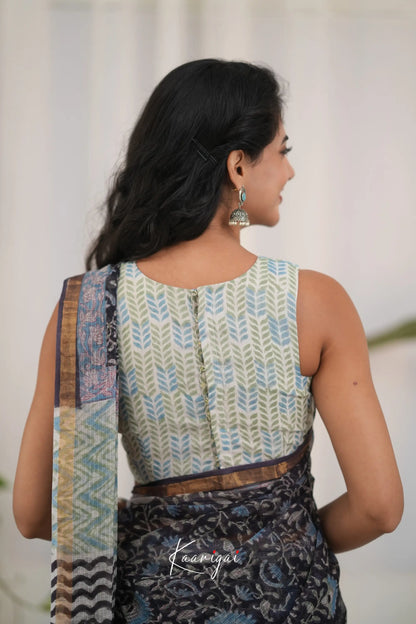 Kamali Kota Saree - Black and Sky Blue Sarees
