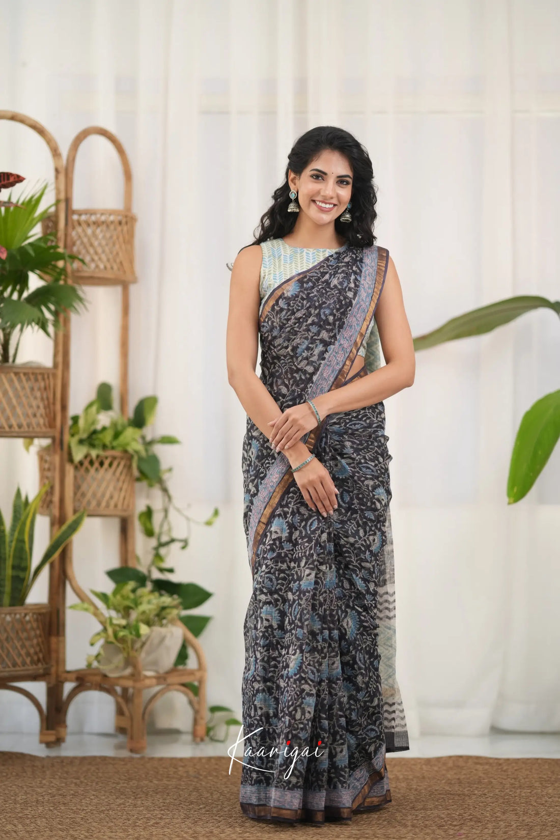 Kamali Kota Saree - Black and Sky Blue Sarees