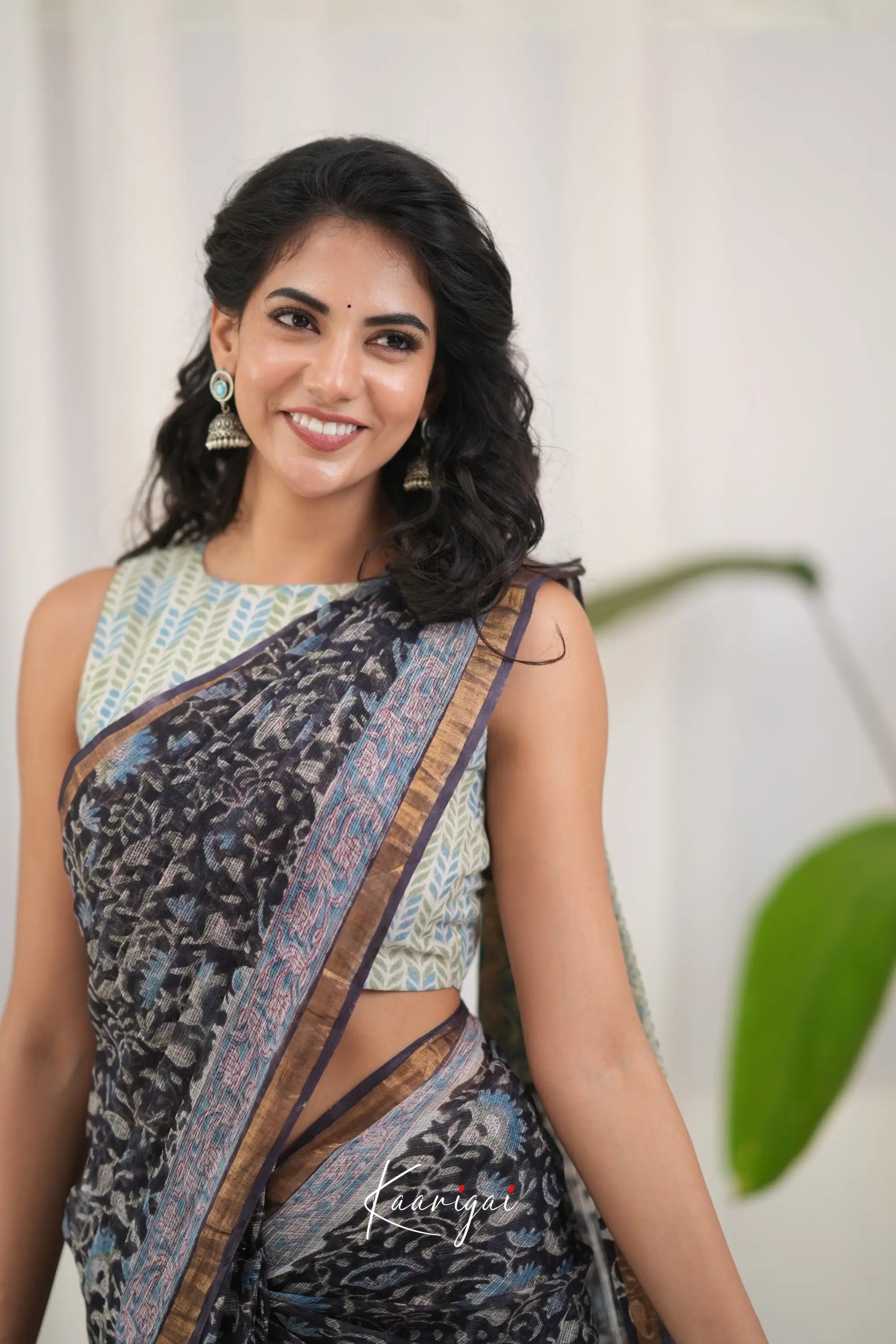 Kamali Kota Saree - Black and Sky Blue Sarees