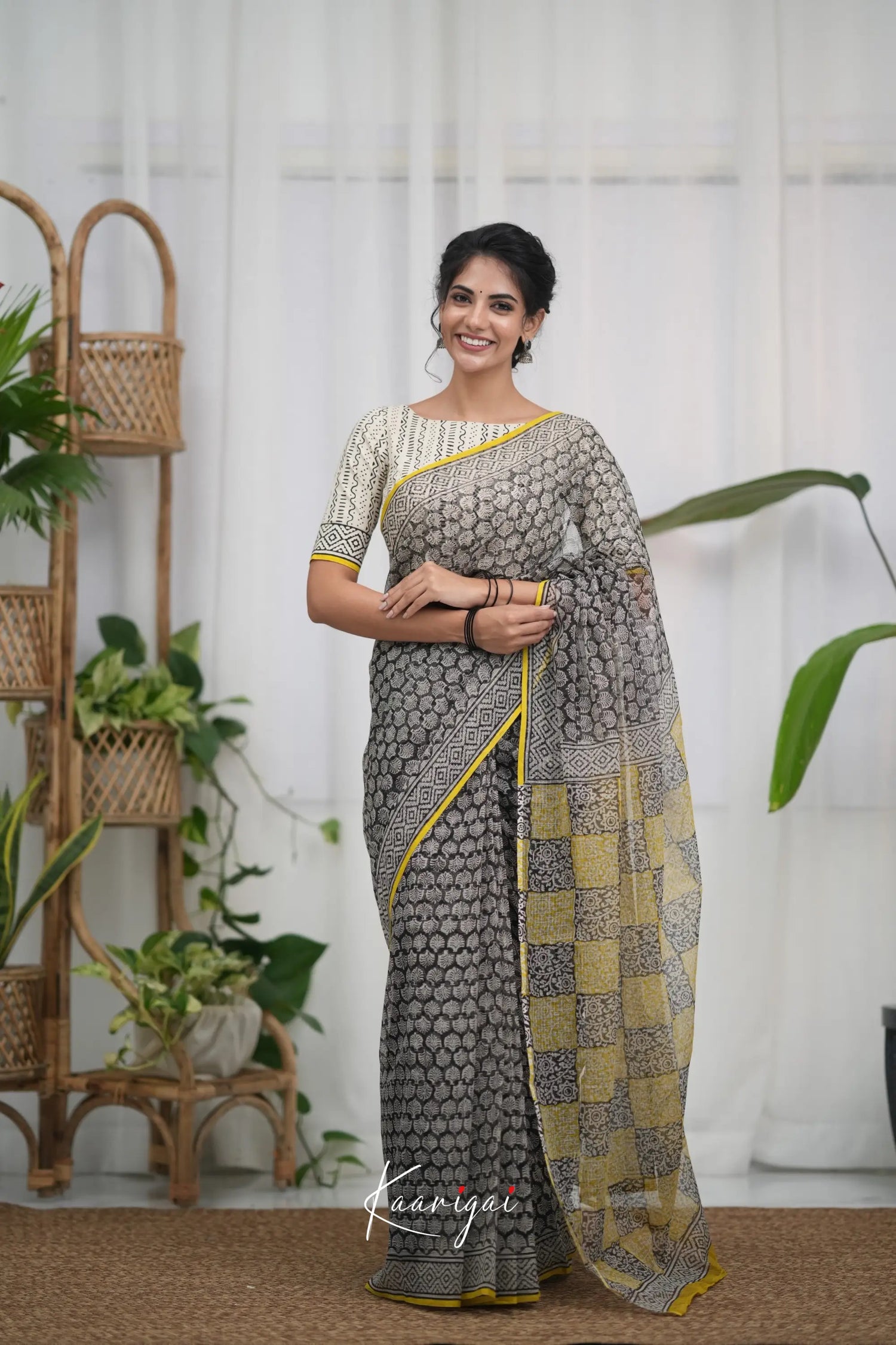 Kamali Kota Saree - Black and Yellow Sarees