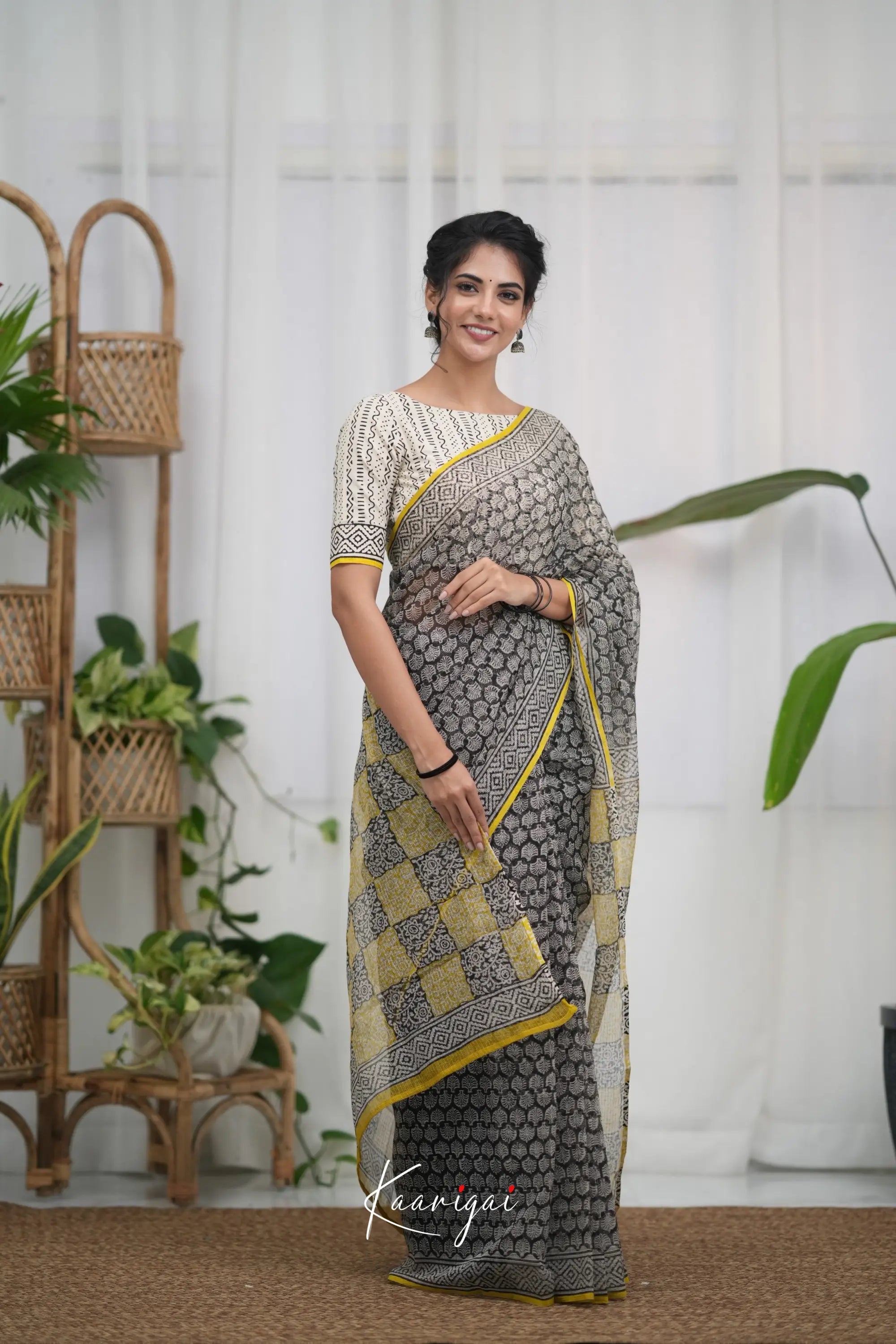 Kamali Kota Saree - Black and Yellow Sarees