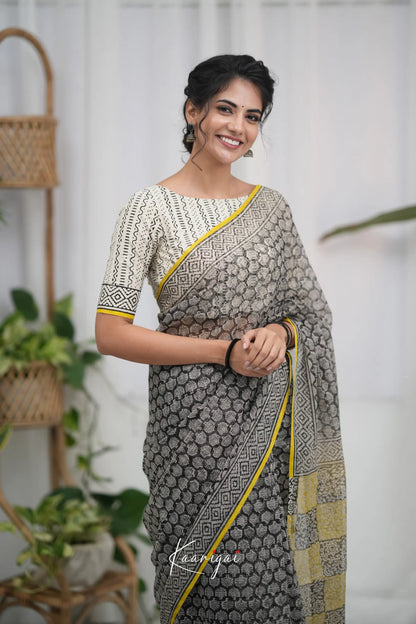 Kamali Kota Saree - Black and Yellow Sarees