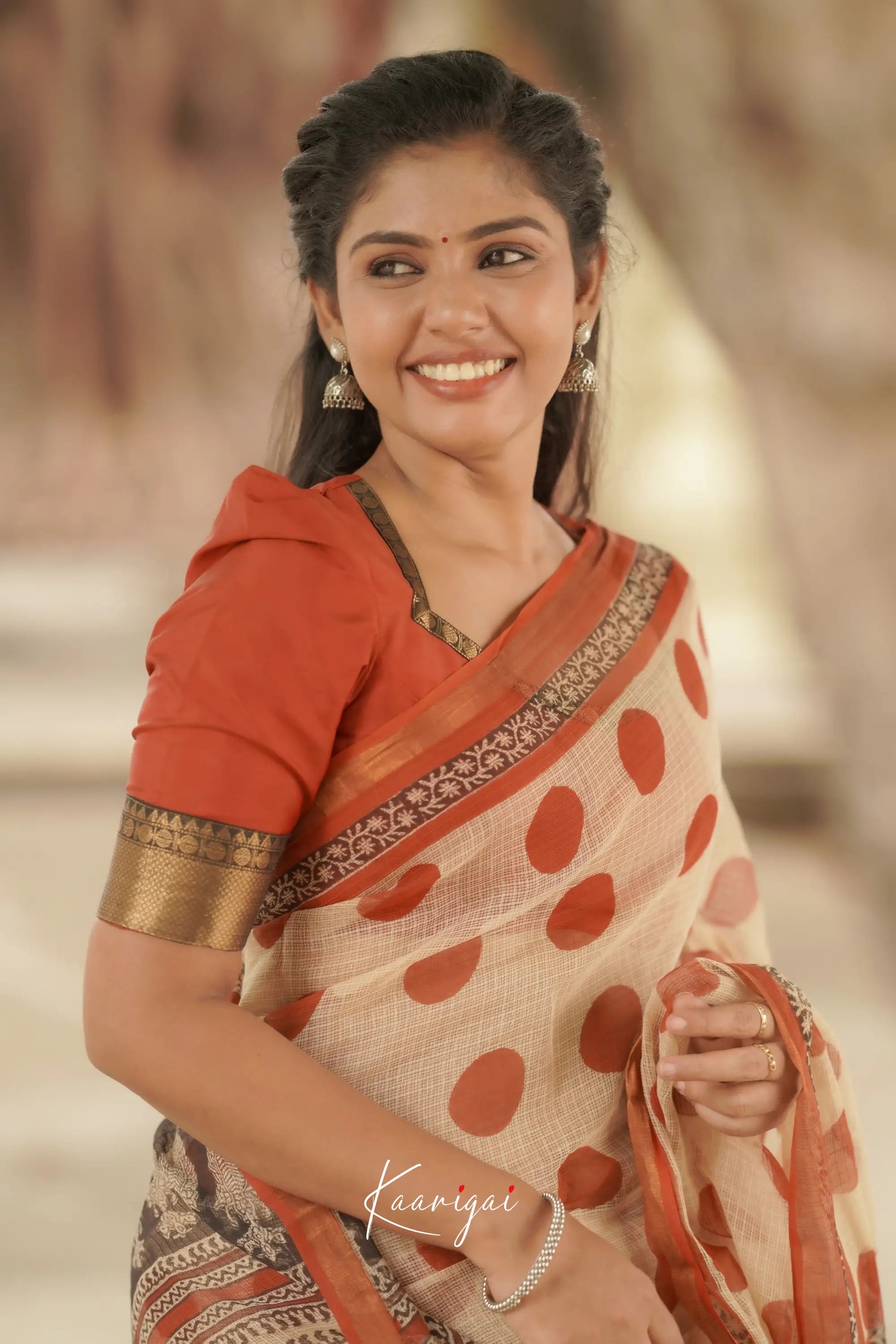 Kamali Kota Saree - Cream And Reddish Maroon Sarees