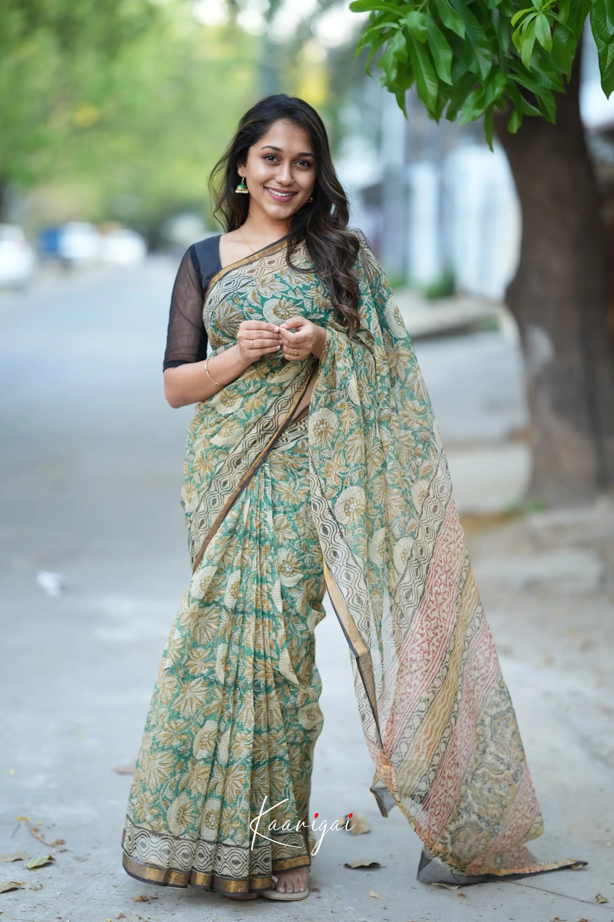 Kamali Kota Saree - Green And Mustard Sarees