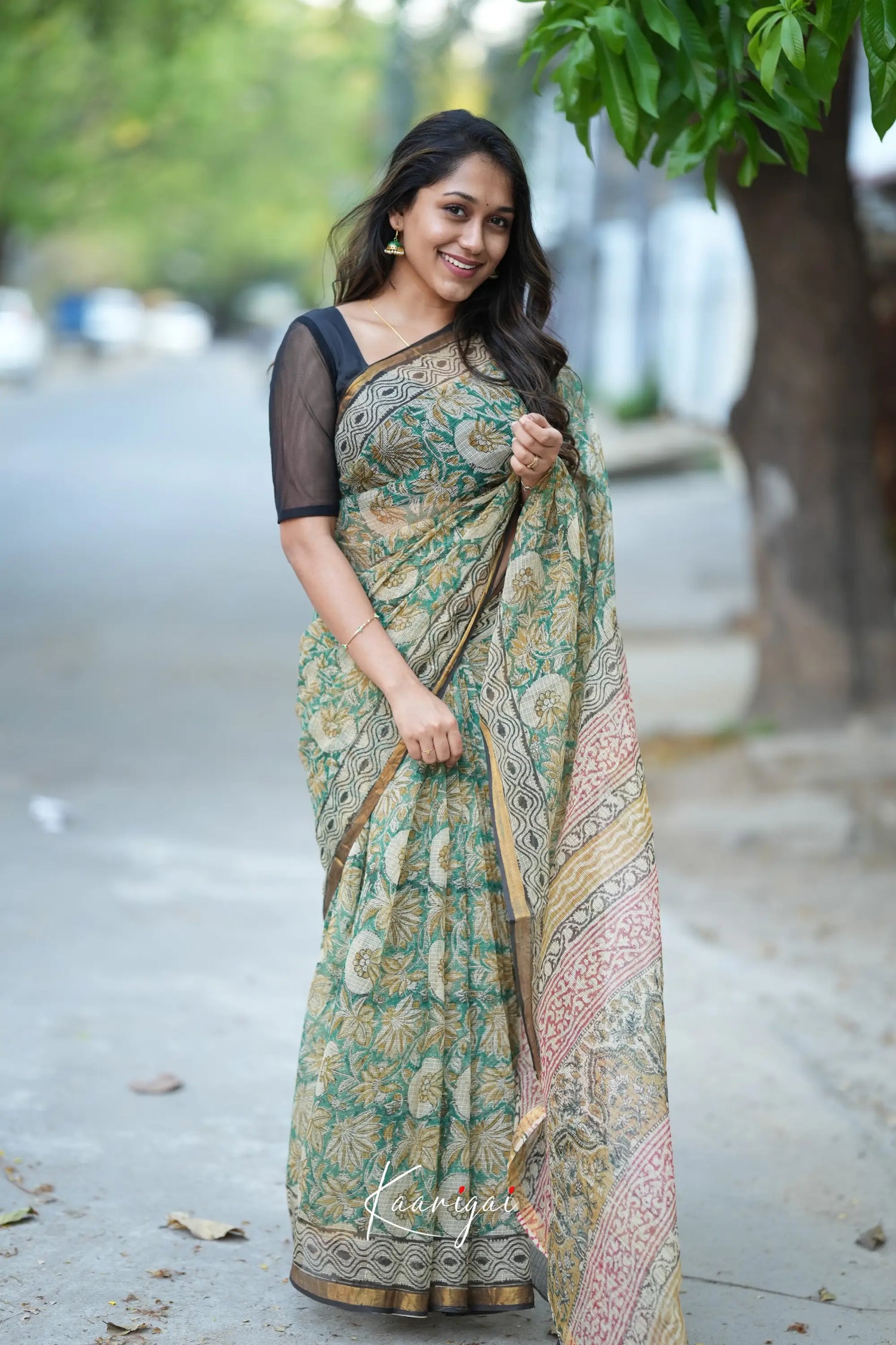 Kamali Kota Saree - Green And Mustard Sarees