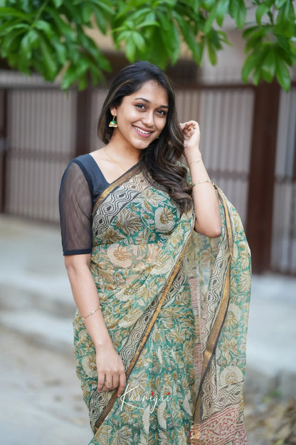 Kamali Kota Saree - Green And Mustard Sarees