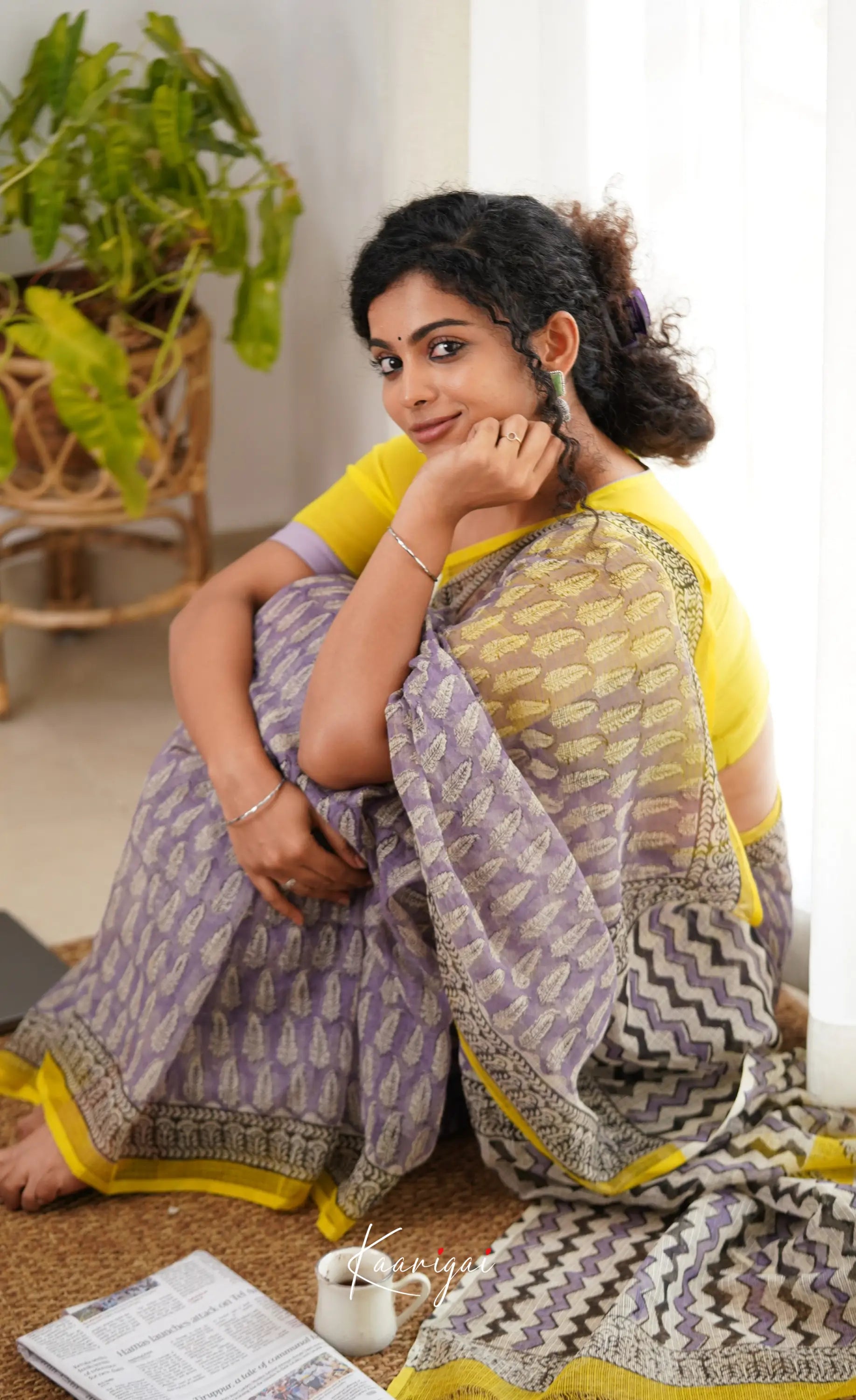 Kamali Kota Saree - Lavender And Yellow Sarees