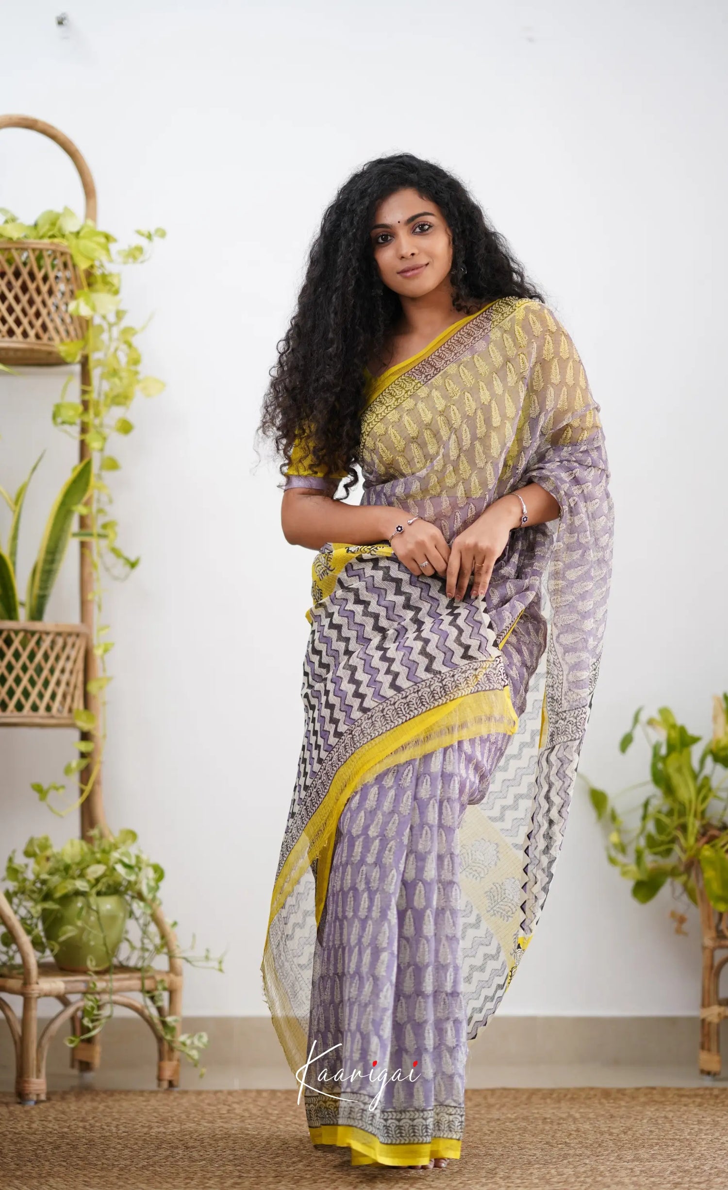 Kamali Kota Saree - Lavender And Yellow Sarees