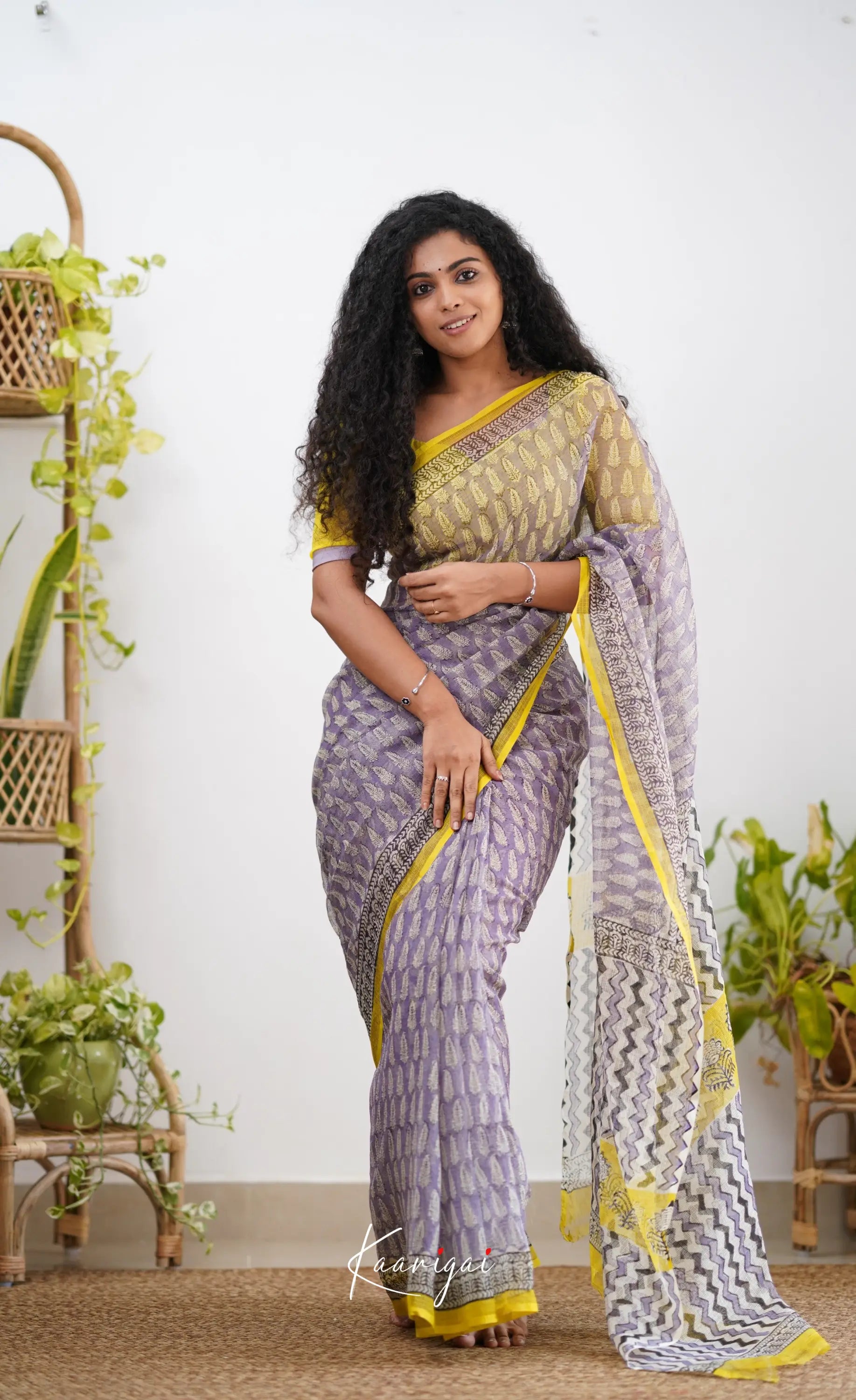 Kamali Kota Saree - Lavender And Yellow Sarees