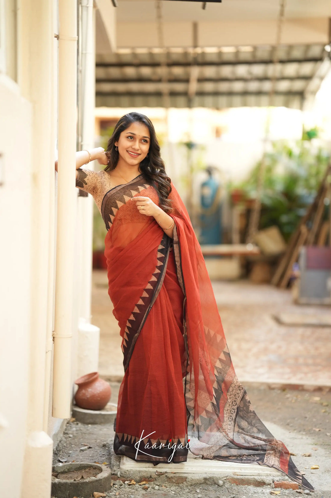 Kamali Kota Saree - Reddish Maroon And Black Sarees