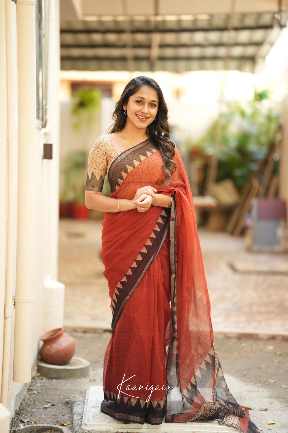 Kamali Kota Saree - Reddish Maroon And Black Sarees