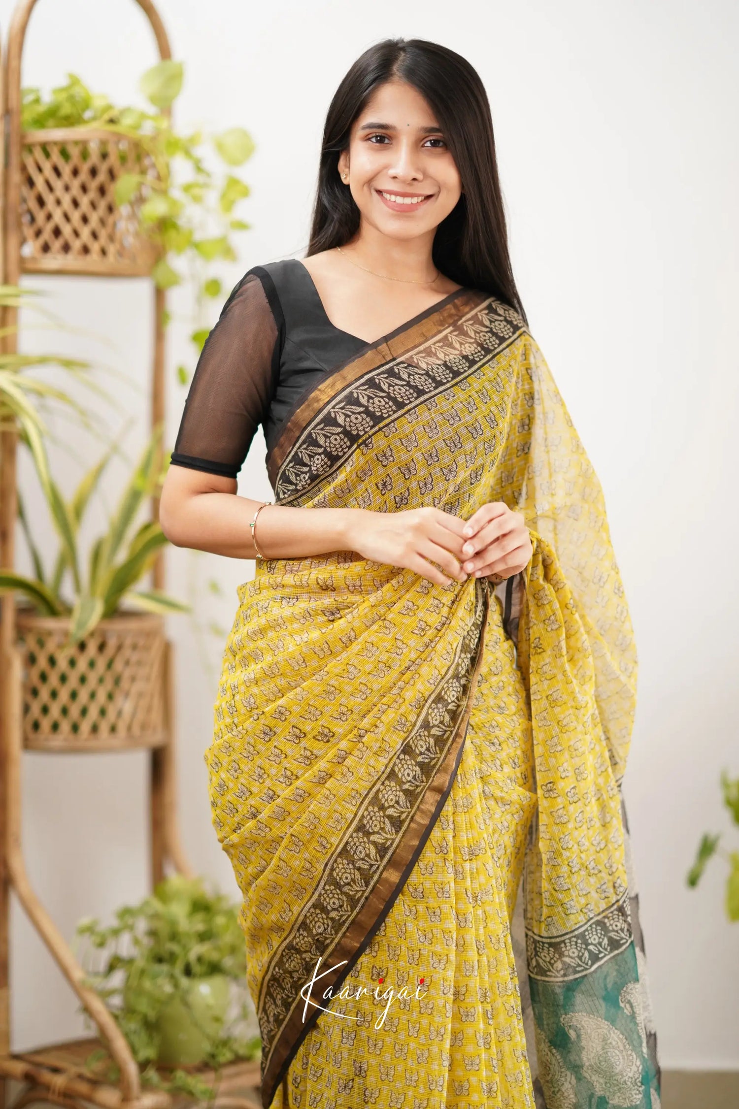 Kamali Kota Saree - Yellow And Black Sarees