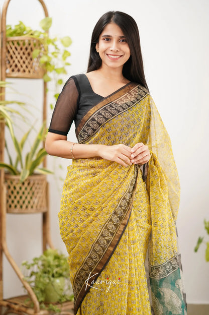 Kamali Kota Saree - Yellow And Black Sarees