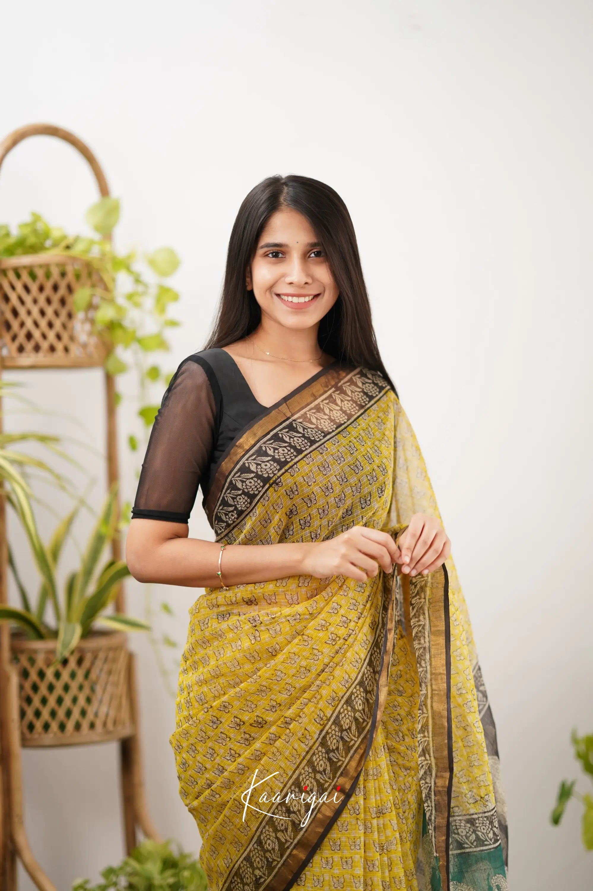 Kamali Kota Saree - Yellow And Black Sarees