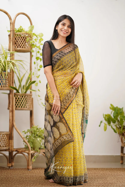 Kamali Kota Saree - Yellow And Black Sarees