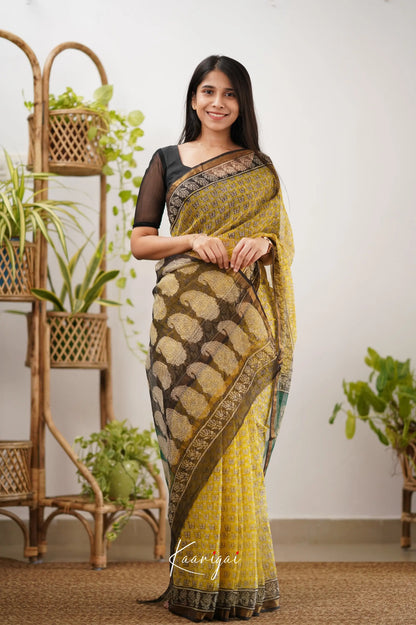 Kamali Kota Saree - Yellow And Black Sarees