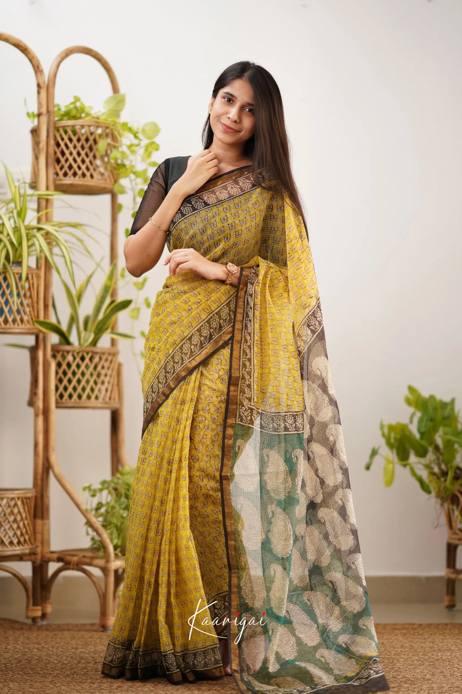 Kamali Kota Saree - Yellow And Black Sarees