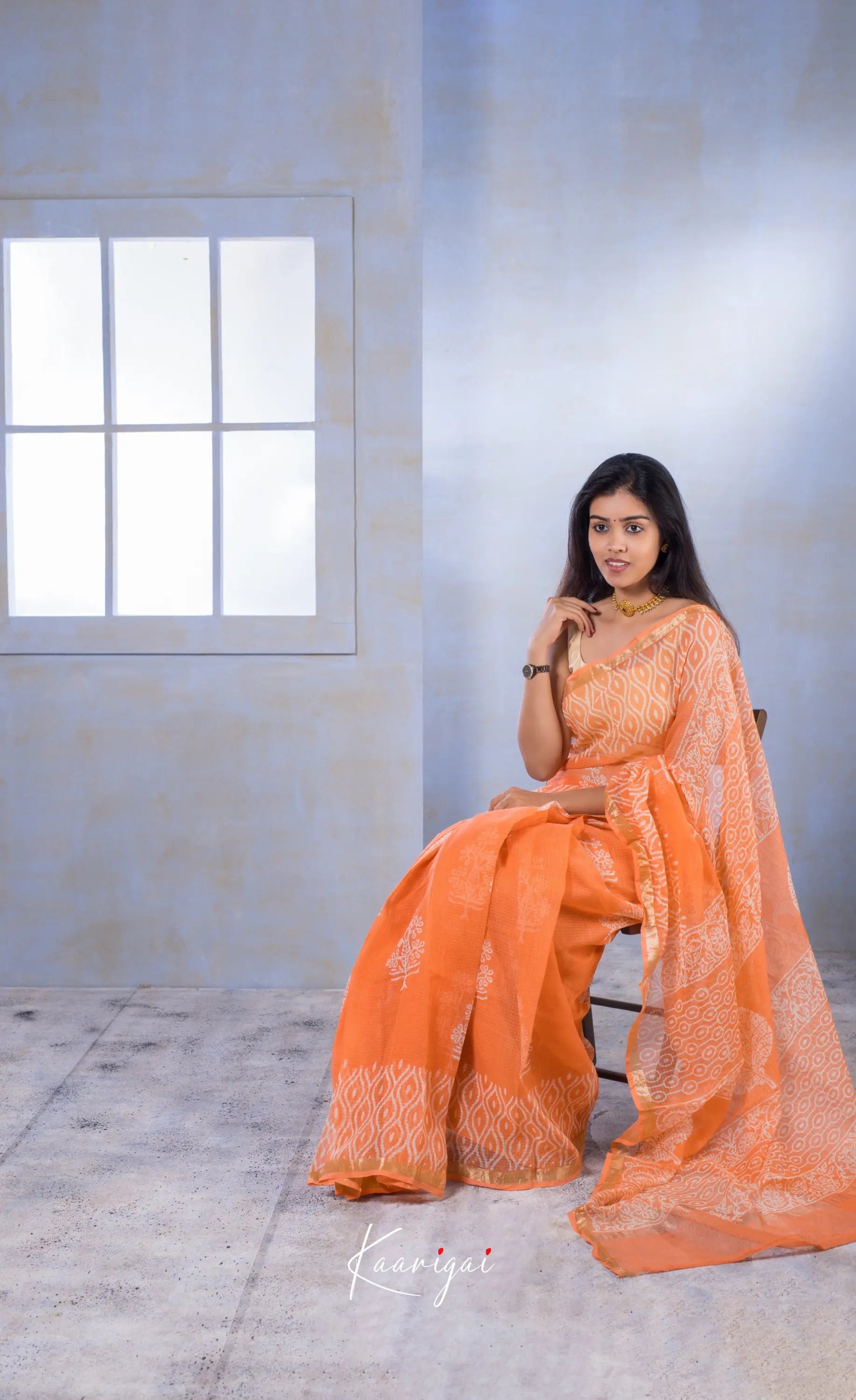 Kamali- Orange Kota Saree Sarees