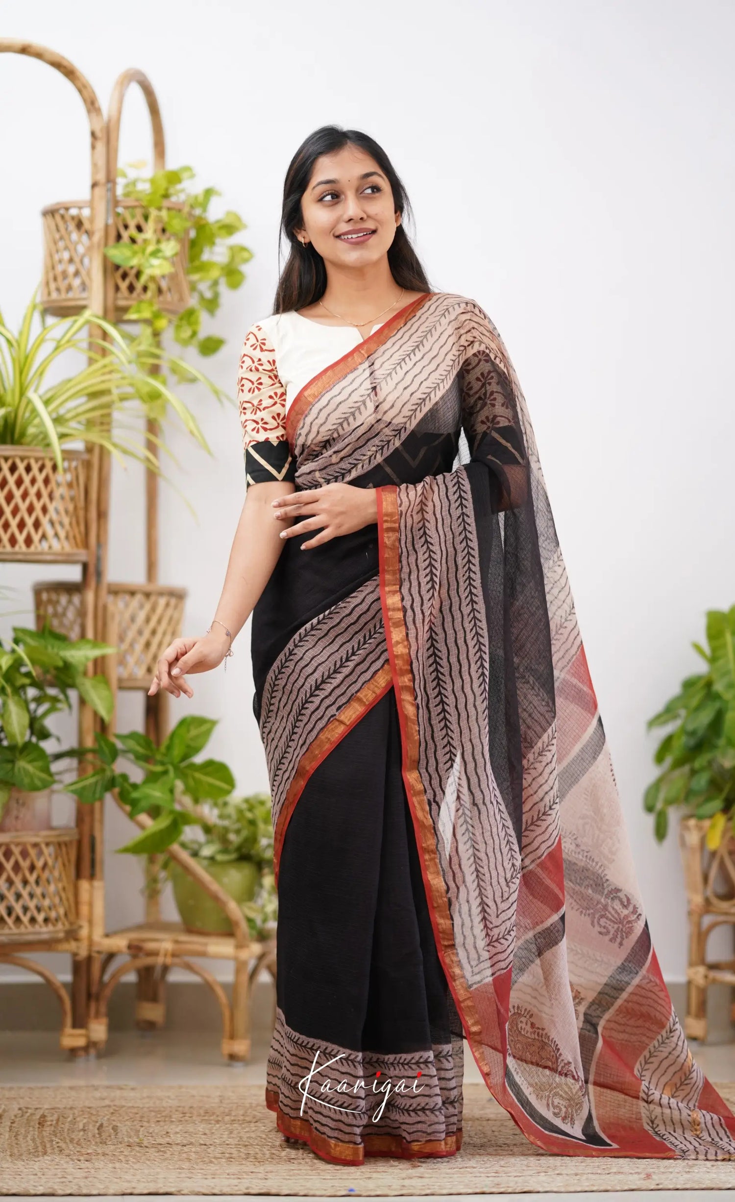 Kamali- Shade Of Black Kota Saree Sarees