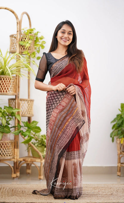 Kamali- Shade Of Red Kota Saree Sarees