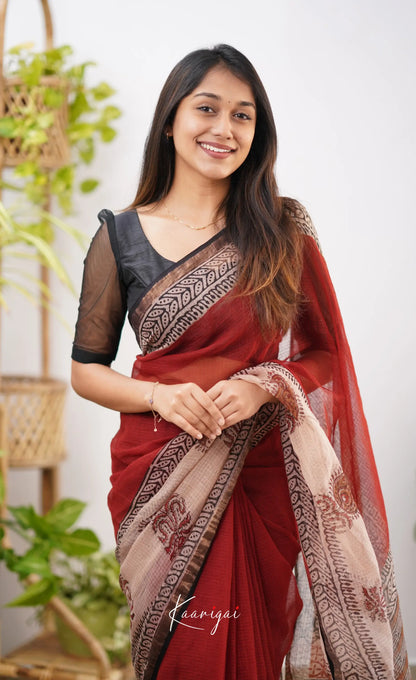 Kamali- Shade Of Red Kota Saree Sarees