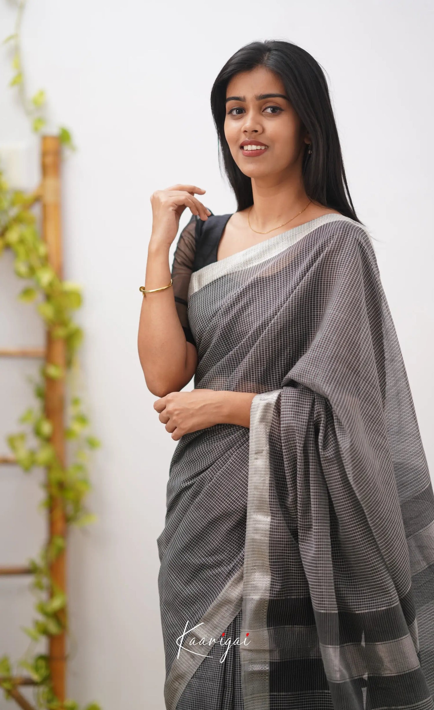 Aadrika- Black Pure Maheshwari Silk Cotton Saree Sarees