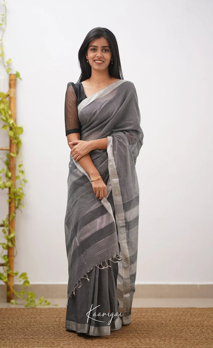 Aadrika- Black Pure Maheshwari Silk Cotton Saree Sarees