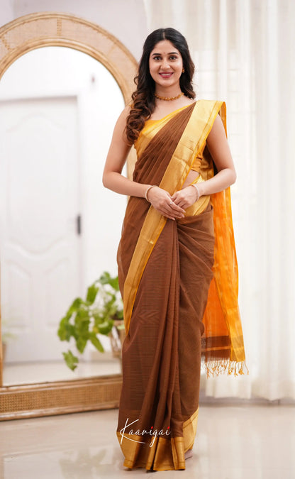 Maanvi - Brown Shade And Mustard Yellow Tone Sarees