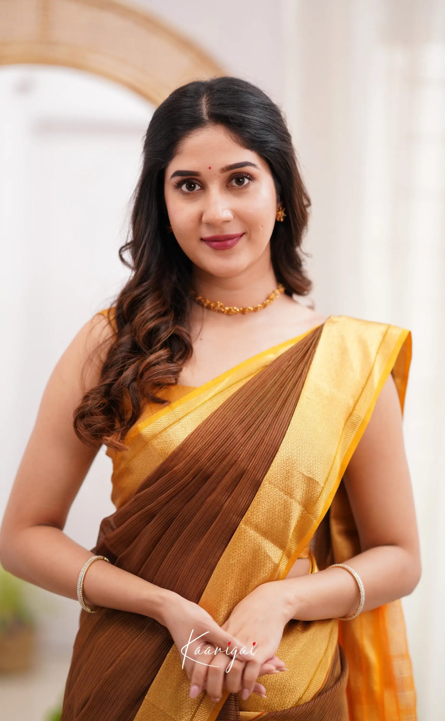 Maanvi - Brown Shade And Mustard Yellow Tone Sarees