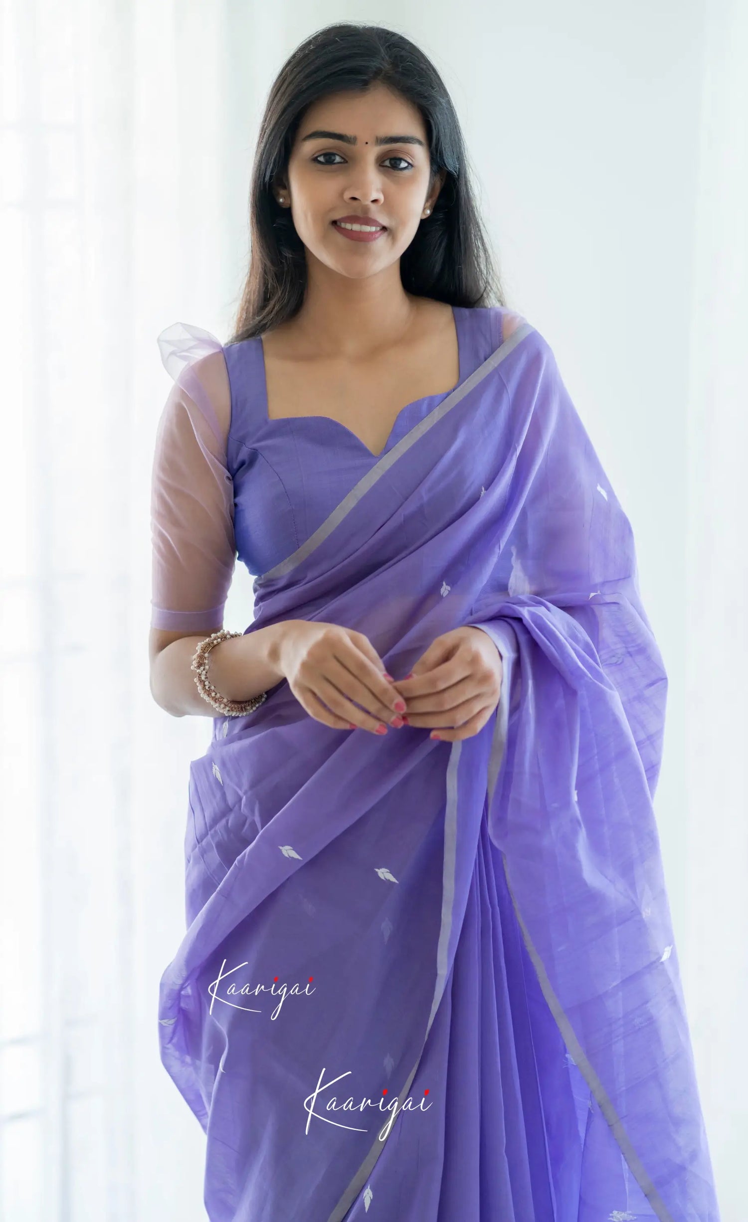 Aadrika - Lavender Pure Maheswari Silk Cotton Saree Sarees