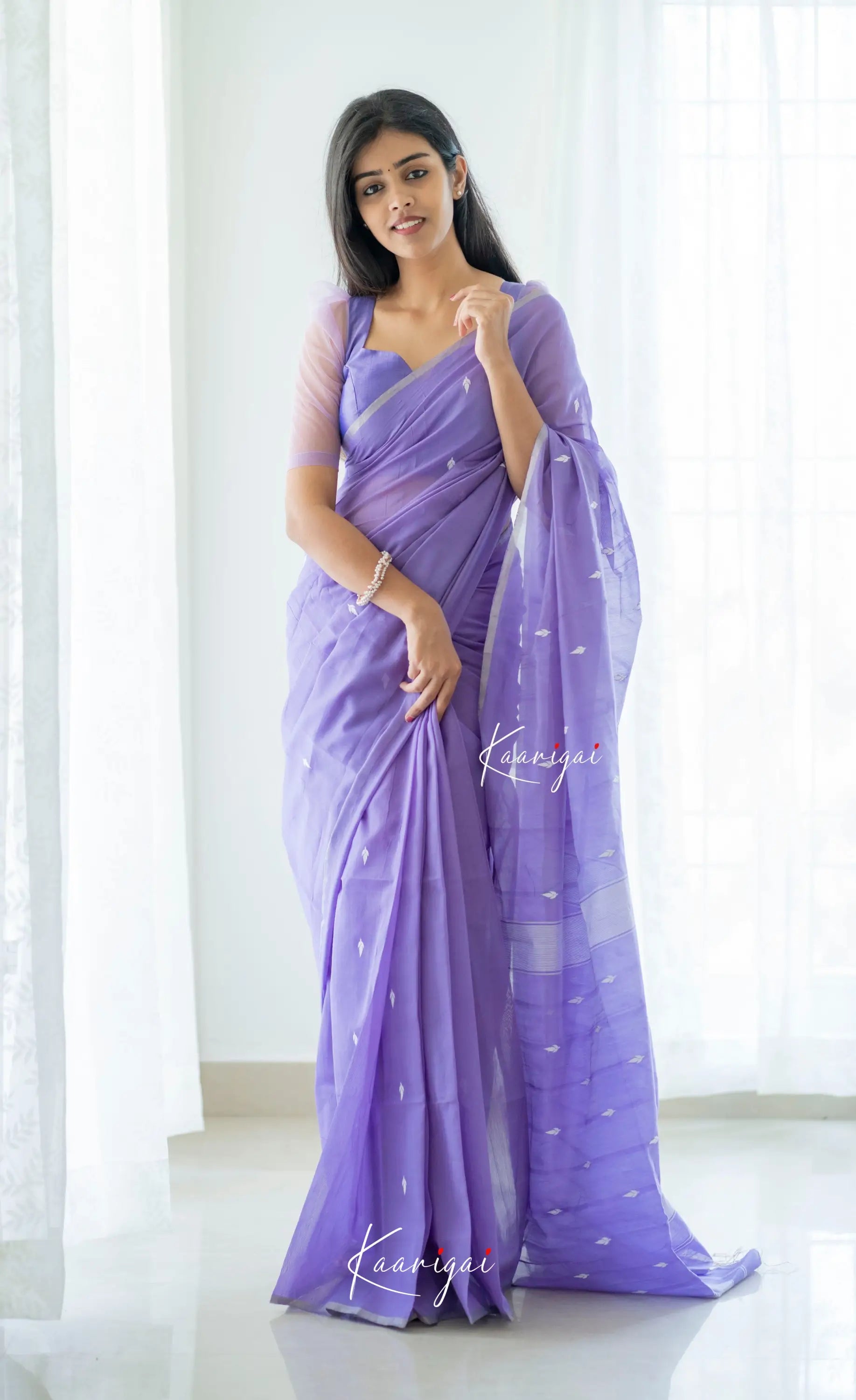 Aadrika - Lavender Pure Maheswari Silk Cotton Saree Sarees