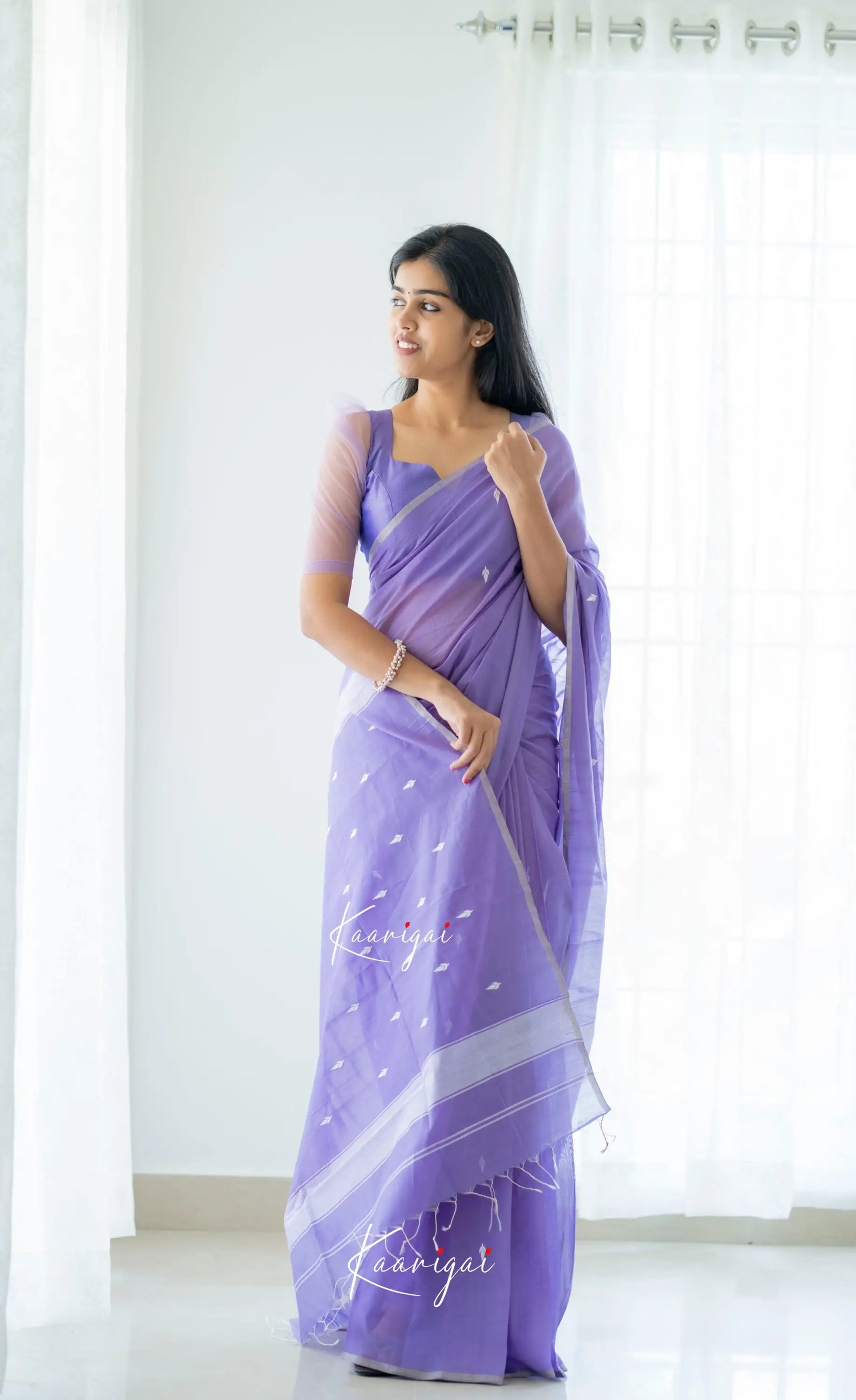 Aadrika - Lavender Pure Maheswari Silk Cotton Saree Sarees