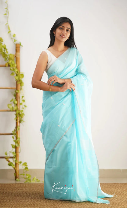 Aadrika- Light Blue Pure Maheshwari Silk Cotton Saree Sarees