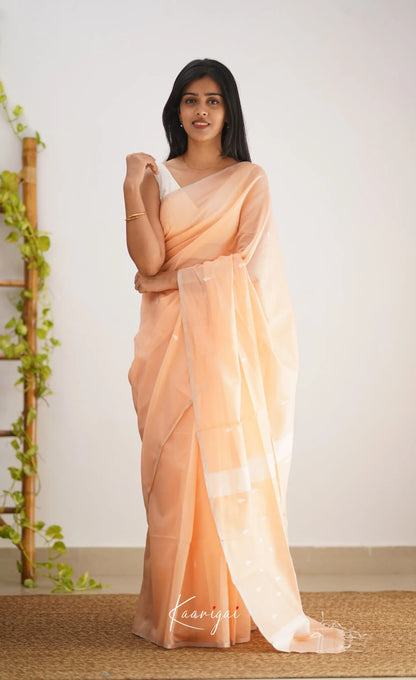 Aadrika- Light Peach Pure Maheshwari Silk Cotton Saree Sarees