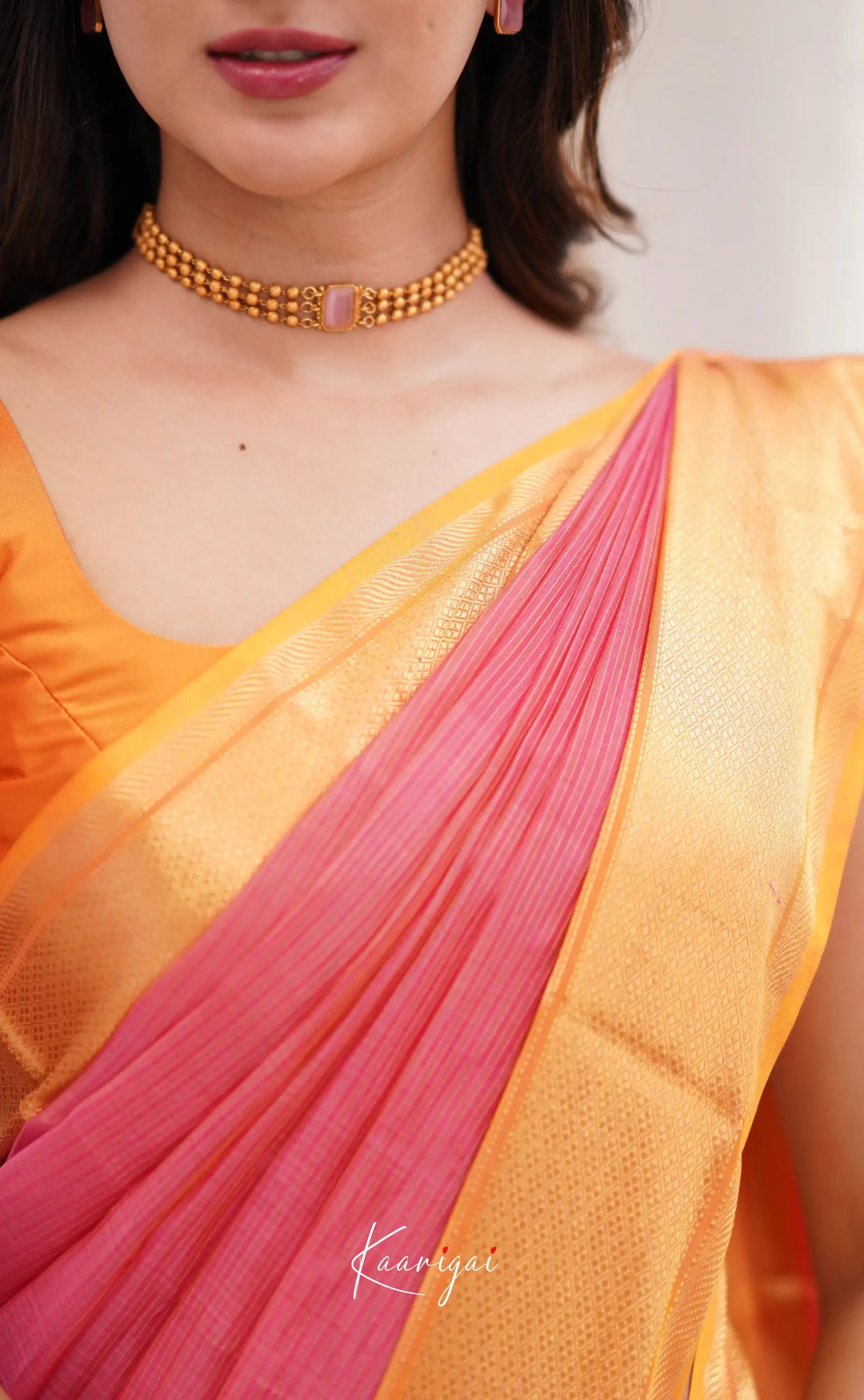 Maanvi - Light Pink Shade And Orange Tone Sarees