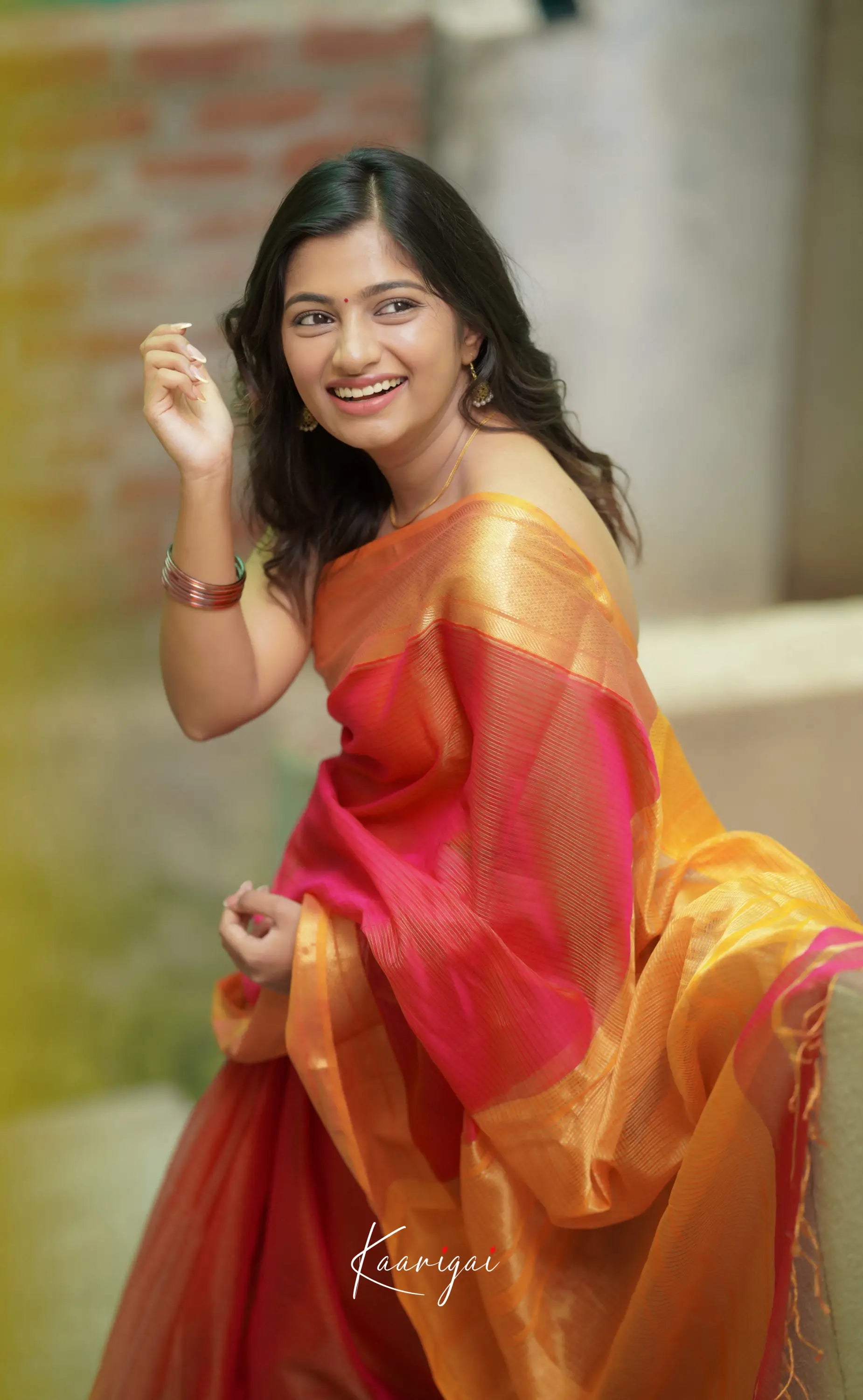 Maanvi - Light Pink Shade And Orange Tone Sarees