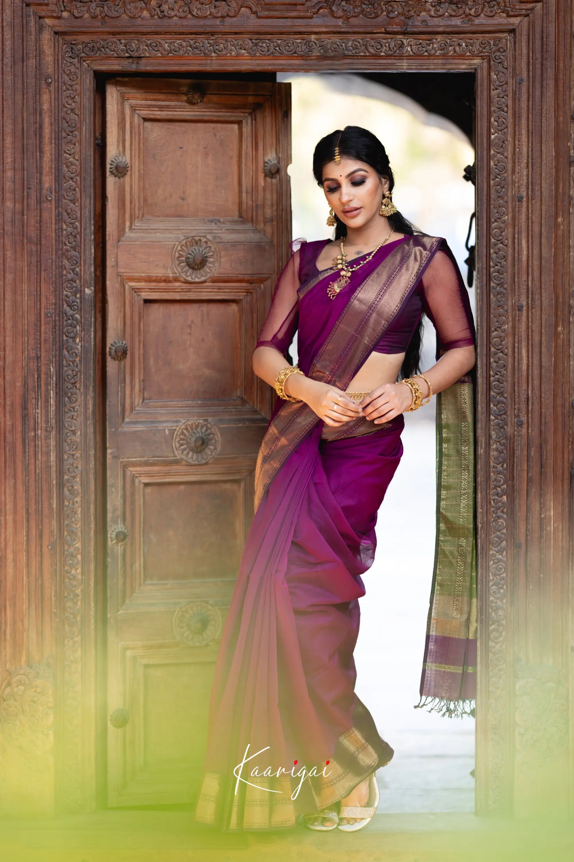 Maanvi Maheswari Saree - Magenta And Olive Green Sarees