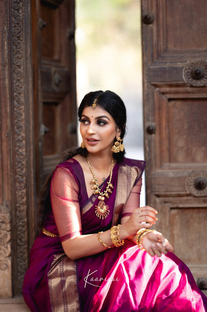 Maanvi Maheswari Saree - Magenta And Olive Green Sarees